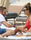Jessica Ledon in Red Swimsuit in Miami