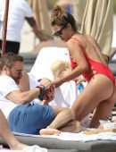 Jessica Ledon in Red Swimsuit in Miami