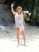 Katie Price Jordan in See-through Dress at Celes Beachfront Resort Koh Samui in Thailand