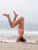 Rachel McCord in Bikini Practicing Yoga in Venice Beach