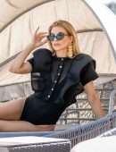 Rachel McCord in Swimsuit at a Pool for Voir Eyewear Photoshoot in LA