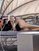 Rachel McCord in Swimsuit at a Pool for Voir Eyewear Photoshoot in LA