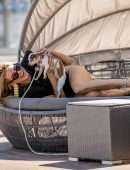 Rachel McCord in Swimsuit at a Pool for Voir Eyewear Photoshoot in LA