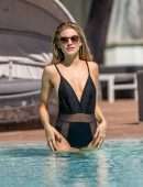 Rachel McCord in Swimsuit at a Pool for Voir Eyewear Photoshoot in LA