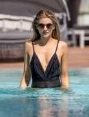 Rachel McCord in Swimsuit at a Pool for Voir Eyewear Photoshoot in LA