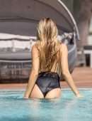Rachel McCord in Swimsuit at a Pool for Voir Eyewear Photoshoot in LA