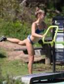Sailor Brinkley-Cook in Bikini, Working Out on Coogee Beach in Sydney