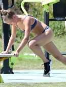 Sailor Brinkley-Cook in Bikini, Working Out on Coogee Beach in Sydney