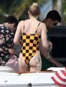 Sophie Turner in Swimsuit on a Boat in Miami