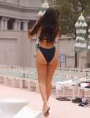 Tao Wickrath in Black Swimsuit at the Pool in Las Vegas