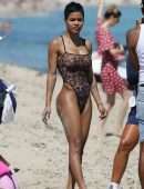 Teyana Taylor in Swimsuit at a Beach in Miami