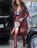 Zendaya Coleman in Leather Coat, Leaving her Hotel in Paris