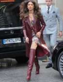 Zendaya Coleman in Leather Coat, Leaving her Hotel in Paris