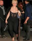 Bebe Rexha in See-through Outfit at The Crazy Horse in Paris