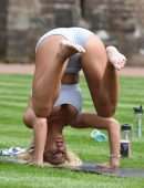 Christine McGuinness Practicing at an Outdoor Yoga Class in Cheshire