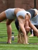 Christine McGuinness Practicing at an Outdoor Yoga Class in Cheshire