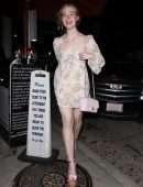 Elle Fanning Pretty in Pink Walking to Dinner at Craig's in West Hollywood