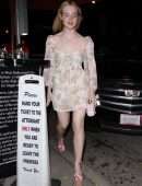 Elle Fanning Pretty in Pink Walking to Dinner at Craig's in West Hollywood