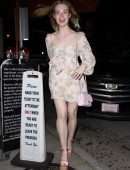 Elle Fanning Pretty in Pink Walking to Dinner at Craig's in West Hollywood