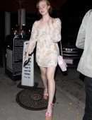 Elle Fanning Pretty in Pink Walking to Dinner at Craig's in West Hollywood