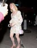 Elle Fanning Pretty in Pink Walking to Dinner at Craig's in West Hollywood
