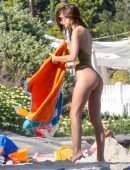 Emily Ratajkowski in Swimsuit on the Beach in Malibu
