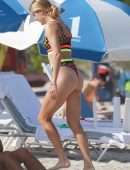 Eugenie Bouchard in Thong bikini at in Miami Beach
