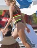 Eugenie Bouchard in Thong bikini at in Miami Beach