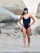 Eva Longoria Booty in Swimsuit on Easter Holiday at the Shellona Beach in St Barts