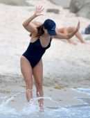Eva Longoria Booty in Swimsuit on Easter Holiday at the Shellona Beach in St Barts