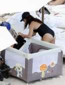 Eva Longoria Booty in Swimsuit on Easter Holiday at the Shellona Beach in St Barts