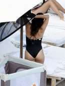 Eva Longoria Booty in Swimsuit on Easter Holiday at the Shellona Beach in St Barts