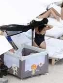 Eva Longoria Booty in Swimsuit on Easter Holiday at the Shellona Beach in St Barts