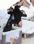 Eva Longoria Booty in Swimsuit on Easter Holiday at the Shellona Beach in St Barts