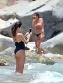 Eva Longoria Booty in Swimsuit on Easter Holiday at the Shellona Beach in St Barts