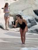 Eva Longoria Booty in Swimsuit on Easter Holiday at the Shellona Beach in St Barts