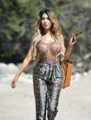 Farrah Abraham in See-through Leopard Print Top at Lake Elsinore, California