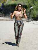 Farrah Abraham in See-through Leopard Print Top at Lake Elsinore, California