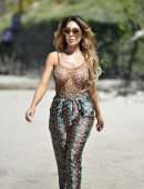 Farrah Abraham in See-through Leopard Print Top at Lake Elsinore, California