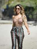 Farrah Abraham in See-through Leopard Print Top at Lake Elsinore, California