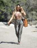 Farrah Abraham in See-through Leopard Print Top at Lake Elsinore, California