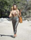 Farrah Abraham in See-through Leopard Print Top at Lake Elsinore, California