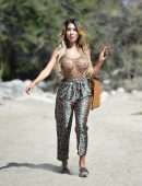 Farrah Abraham in See-through Leopard Print Top at Lake Elsinore, California