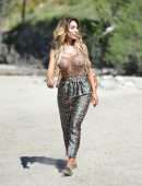 Farrah Abraham in See-through Leopard Print Top at Lake Elsinore, California