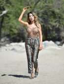Farrah Abraham in See-through Leopard Print Top at Lake Elsinore, California