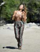 Farrah Abraham in See-through Leopard Print Top at Lake Elsinore, California