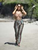 Farrah Abraham in See-through Leopard Print Top at Lake Elsinore, California