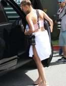 Hailey Baldwin Outside a Pilates Studio in Hollywood