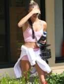 Hailey Baldwin Outside a Pilates Studio in Hollywood