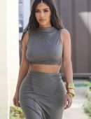 Kim Kardashian Pokies in Braless See-Through Out in Sherman Oaks